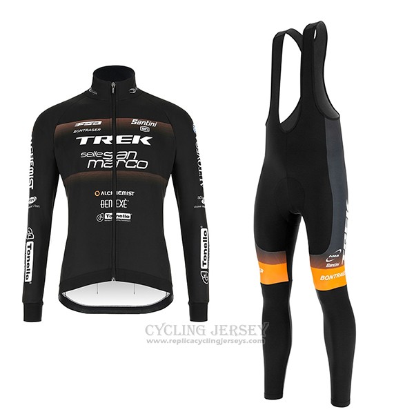2018 Cycling Jersey Trek Selle San Marco Black Long Sleeve and Bib Tight